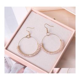 Hoop Huggie Fashion Classic Hoop Earrings For Women Trendy Round Handmade Beaded Circle Earring Ladies Party Statement Jewellery Dro Dhnqc