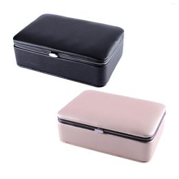 Jewelry Pouches Portable Organizer Box PU Leather Jewellery Storage Holder Display Case For Bracelet Bangle Pendant Girls Valentines Day