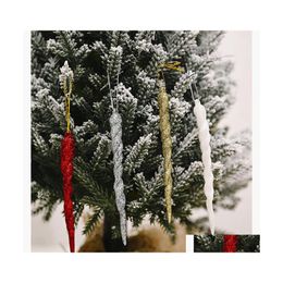 Christmas Decorations Christmas Decorations 10Pcs 13Cm Simation Ice Xmas Tree Hanging Ornament Fake Icicle Winter Party Year Decorat Dhyfc