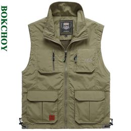 Men's Vests Thin Outdoor Quick-drying Sleeveless Jacket Pography Fishing Multi-pocket Casual Men Vest Army Green Workwear 7838 221124