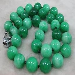 NATURE GREEN 14MM stone BEADS stone NECKLACE Strands Strings 18INCH