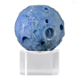 Jewelry Pouches Healing Blue Aventurine Crystal Stone Sphere Ball With Clear Acrylic Base Display Stand Holder Table Decor Nordic Home