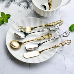 Dinnerware Sets Juego De Cubiertos Cutlery Set Fruit And Dessert Fork Scoop Stainless Steel Gold Plated Silverware Cake