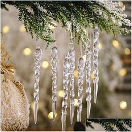 Christmas Decorations Christmas Decorations 10Pcs 12Cm Simation Ice Xmas Tree Hanging Ornament Fake Icicle Winter Party Year Decorat Dhjvi
