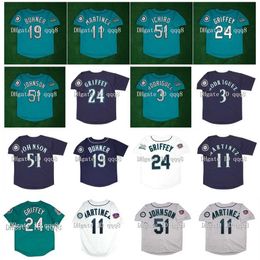 College Baseball Wears 1994 1997 Retro 24 Ken Griffey Jr. Jersey 3 Alex Rodriguez 19 Jay Buhner 51 Ichiro Suzuki 11 Edgar Martinez Stitched Green White Grey Blue