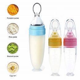 Ice Cream Tools Silicone Baby Feeding Spoon Food Supplement Children Rice Paste Bottle Cute Soft NonSlip for Boy Girl Food Container 221124