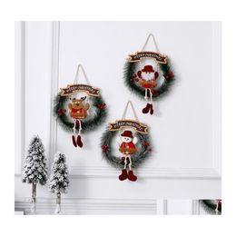 Christmas Decorations Christmas Decorations Merry Hanging Snowman Garland Wooden Wreath Door Wall Ornaments Feliz Navidad Year Xmas Dhon5