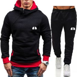 Fashion Designer Tracksuits Hip Hop Men's Sports Suit Oblique Zipper Color Contrast Hoodie Pants Fleece Jacket Running Clothes Casual Sports Suits Jogging