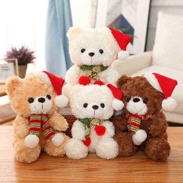 2328Cm 1Pc Cute Teddy Bear Christmas Pillow Cartoon Plush Animals Toy Stuffed Soft Cosplay Bear Pop xmas Holiday Decor J220729