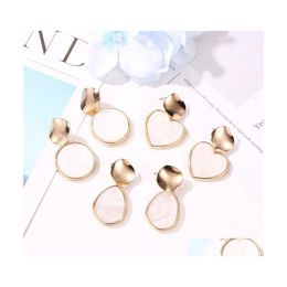 Dangle Chandelier Fashion Hanging Dangle Drop Earring 2021 Women Chic Vintage Gothic Geometric Round Long Big Gold Colour Earrings Dhdfb
