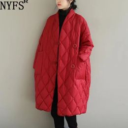 Womens Down Parkas NYFS Winter Lightweight Cotton Coat Loose Standup Collar Jacket Warm Big Size Oversized 221124