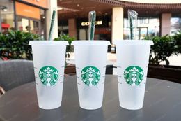 Starbucks 24oz/710ml Mermaid Goddess Plastic Tumbler Reusable Straw Milk Tea Cold Water Cups Free DHL 0E22