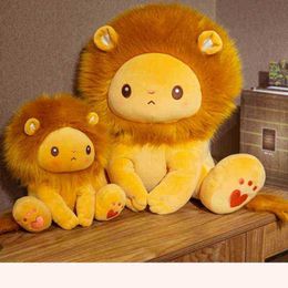1Pcs 2540Cm Cartoon Cuddle Animal Sitting Lion Doll Cute Cuddle Soft Room Sofa Cushion ldrun boys Girls Birthday Gift J220729