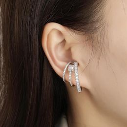 Backs Earrings Fahsion Trendy Women Ear Clip Zircon Geometic Square Multi-layer Design Faddish Non-Piercing Earring Ear-jacket Jewellery