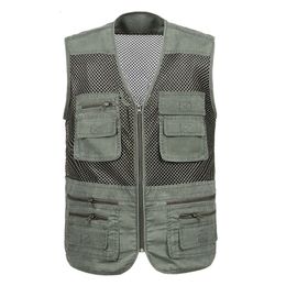 Men's Vests Large Size Mesh Quick-Drying Male with Many Pockets Mens Breathable Multi-pocket Fishing Vest Work Sleeveless Jacket 221124