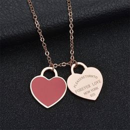 Personalized Gold Necklace Couple Heart Necklace Anniversary Luxurious Fashion Pendants Wedding Necklaces Christmas Gifts Jewellery Vintage Custom Jewelry