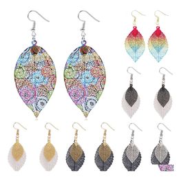 Dangle Chandelier Vintage Leaves Drop Earring Luxury Boho Bohemian Leaf Dangle Earrings Hollow Out For Women Jewellery Delivery Dhdty