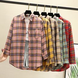 Women's Jumpsuits Rompers Plaid Women Blouses Shirts Tunic Womens Tops Womenswear Long Sleeve Clothing Button Up Down Outwear OL Loose Designer Good 221123