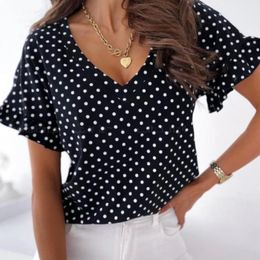 Women's TShirt Women TShirt Polka Dot Short Sleeves VNeck Long Ladies Tops Summer Fashion Outdoor Casual Soft Comfy Long Female Clothing 221124