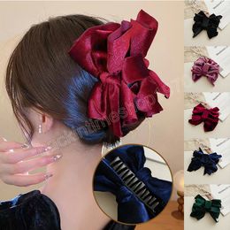 Glitter Vintage Black Big Large Velvet Bow Hair Clip For Women Girls Wedding Barrettes Korean Hairpins Barrette Hair Accessories