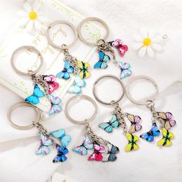 Keychains Colourful Enamel Butterfly Keychain Insects Car Key Rings Women Bag Charm Cell Phone Pendant Accessories Jewellery Gifts