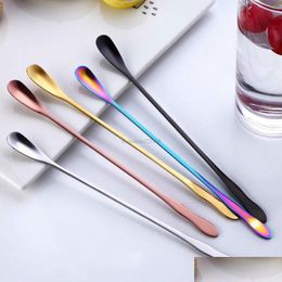 Coffee Scoops Stainless Steel Long Ladle Dessert Spoon Coffee Scoops Gold Rainbow Stirring Mug Ice Scoop Home Kitchen Dining Coffeew Dh9P2