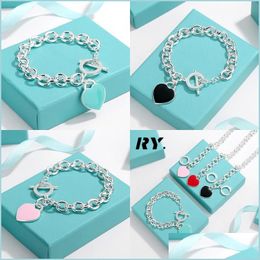 Arts And Crafts Charm Bracelets Needle Enamel Heart Bracelet Fine Jewellery For Women Black Blue Pink Red Pseiras Famous Drop Delivery Dhucy