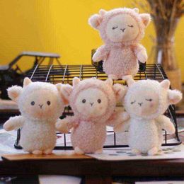 12Cm Cartoon Small Sheep Plush Doll Cute Animal Doll Soft Cotton Stuffed Doll ldren Cuddle Sleeping Partner Birthday gift J220729