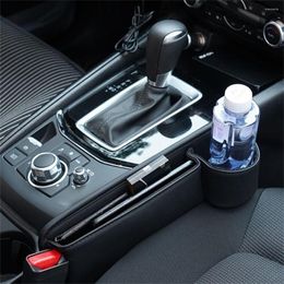 Storage Bags Seat Gap Bag PU Leather Car Auto Console Side Crevice Box Slit Filler With Bottle Holder Phone Sundries Key