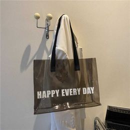 HBP Totes Stuff Sacks Jelly Bag Transparent Large Capacity Gift Bag New Korean Version Simple Fashion Tote Shoulder Bag Can Be Printed 221124