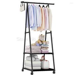 Clothing Storage Colourful Clothes Rack Floor Standing Hanging Shelf Hanger Racks W/Wheel Simple Style Bedroom Furniture