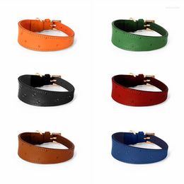 Dog Collars CAWAYI KENNEL Soft Genuine Leather Solid Collar Adjustable Puppy Neck Strap Safe For Small Large Cat Accessories