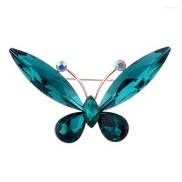 Brooches Fashion Simple Atmosphere Green Crystal Glass Butterfly Brooch Coat Pin Shawl Buckle Jewellery Accessory Party Broch Broszka X1035