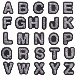 MOQ 20Pcs PVC Flash Powder Letter 26 Alphabet Charms For Clog Sandals Shoe Accessories Buckle Decoration For Adult Kids Party Xmas Gifts