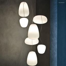 Pendant Lamps Simple White Glass Cord Lamp Milky Ball Hanging Lights Bedroom Thread Cloud