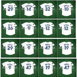 College Baseball Wears 1992 1993 Vintage Baseball Jersey Joe Carter Roberto Alomar Rickey Henderson Dave Winfield Pat Borders David Wells John Olerud Paul Molitor