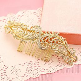 Wedding Hair Jewellery Gold Handmade Wedding Hair Accessories High End Crystals Bridal Hairpieces Delicate Small Prom Combs H1 Dhgarden Dhrl2