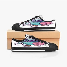 Мужчины Женщины DIY Custom Shoes Low Top Canvas Skateboard Triple Black Customization UV Print