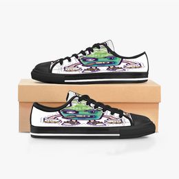 Мужчины Женщины DIY Custom Shoes Low Top Canvas Skateboard Triple Black Customization UV Print