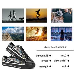 men women DIY custom shoes low top Canvas Skateboard sneakers triple black customization UV printing sports sneakers shizi 162-4