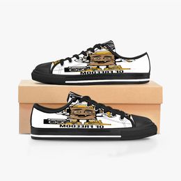 uomo donna scarpe personalizzate fai-da-te sneakers basse in tela da skateboard tripla personalizzazione nera sneakers sportive con stampa UV Shizi 171-2