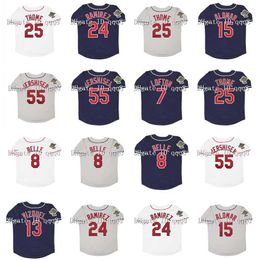 College Baseball Wears Vintage 1995 Baseball Jerseys 25 Jim Thome 24 Manny Ramirez 7 Kenny Lofton 8 Albert Belle 55 Orel Hershiser 15 Sandy Alomar 13 Omar Vizquel