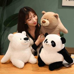 Fat Cute Cartoon Bear Panda Plush Pillow Toys ldren Cuddles Panda White Bear Plush Doll Soft Sleepy Pillow J220729