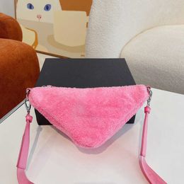 New Evening Bags Totes Prabag Plush Triangle Underarm Fashion 2 in 1 Tote Zipper Designer Shoulder Handbag with Coin Purse Women Shopping