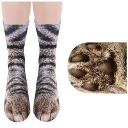 Unisex Socks Animal Paw Pattern 3D Print Long Cat Zebra Leopard Pig Duck Elastic Breathable Funny Socks