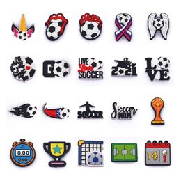 2023 Custom Cartoon Souvenir PVC Designer Shoe Charm Football Team logo Games Croc Charms for Clog Decoration