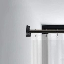 Shower Curtains ABS Clothes Rail Closet Curtain Rod Pole Sockets Flange End Supports Wall Mount