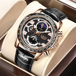 Wristwatches 2022 LIGE Mens Watches Top Men Unique Sport Watch Quartz Date Clock Waterproof Wristwatch Relogio Masculino