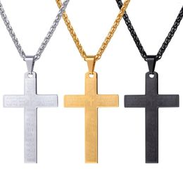 Pendant Necklaces Collare Bible Verse Cross Pendants Men Gold/Black Color Christian Jewelry 316L Stainless Steel Scripture Women P904