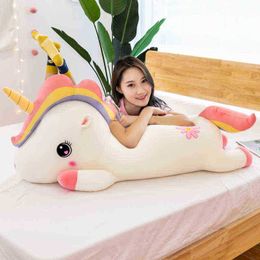 Giant Rainbow Unicorn Plush Toys Soft Filled Cartoon Unicorn Dolls Animal Horse High Quality Super Soft Gift For ldren Girl J220729